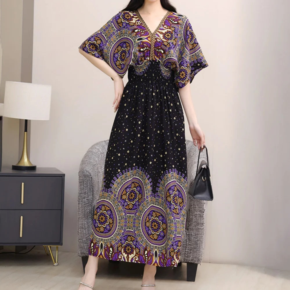 Chic Elegant Office Ladys Dress Short Sleeve High Waist ALine Midi For Women Vintage Female VNeck Retro 250515
