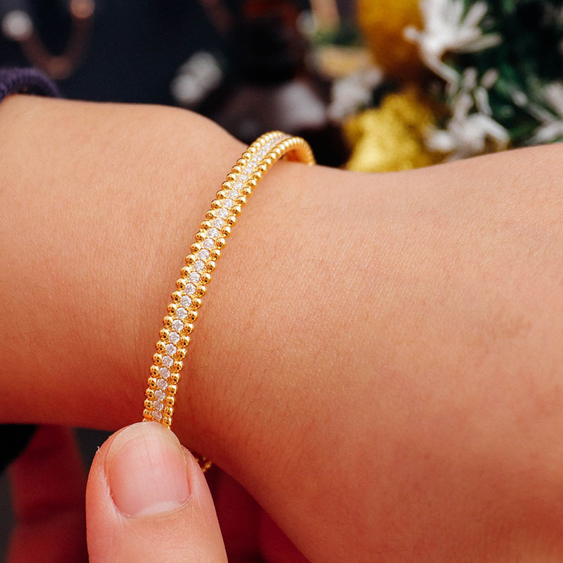 Provence Jewelry New Design Jewelry Diamond Bracelets Sterling 925 Silver with yellow gold plated 5mm 7inch Moissanite diamond Tennis Chain Bangle Bra