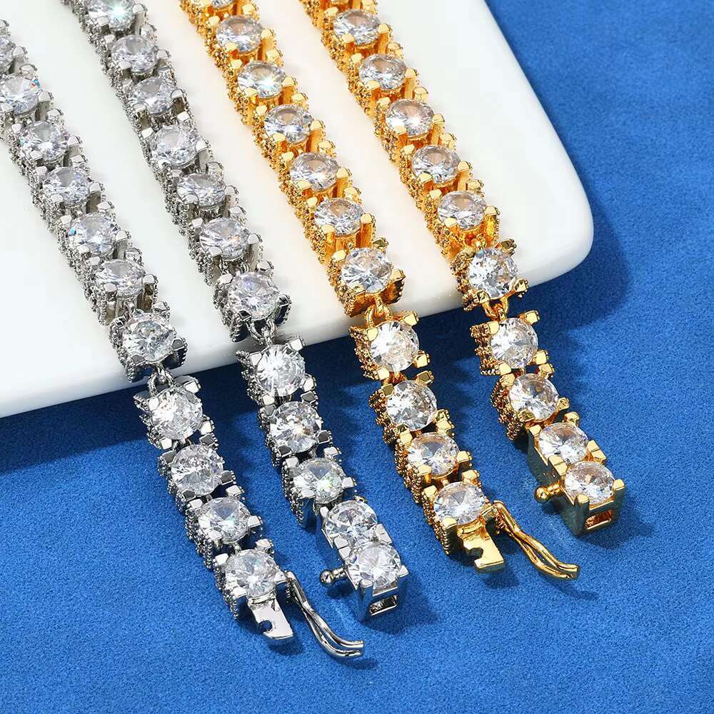Hip Hop Men Bracelet 6mm S925 Silver Tennis Chain Moissanite Customizable Fashion Bangle