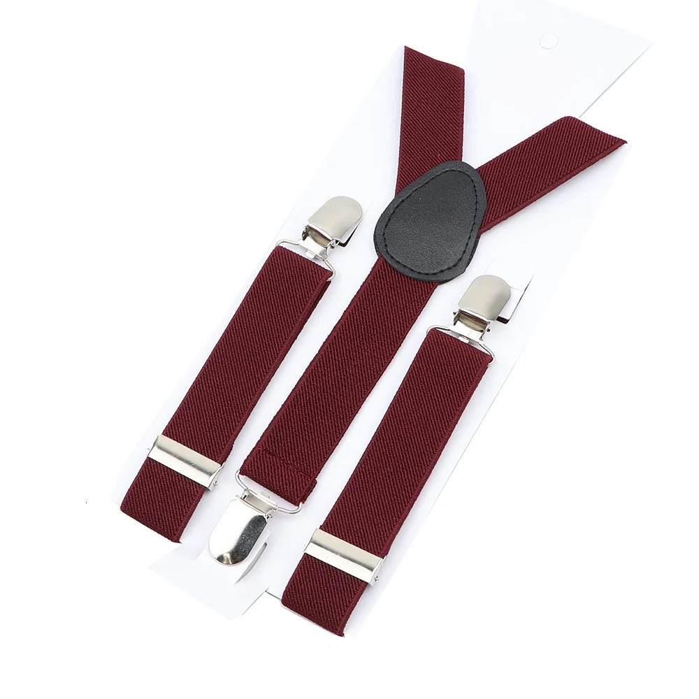 Solid Color Kids Suspenders Clip-on Straps Adjustable Elastic Y-Back Brace Children Boy Girl Braces Baby Wedding Tie Accessories 250515