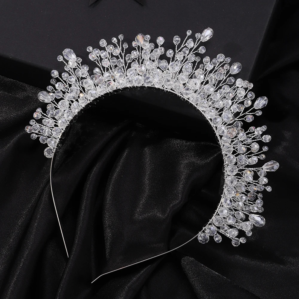 9Colors Crystal Bridal Crown Headband Silver Diamonds Crystal Brides Headpiece Handmade Party Wedding Hair Accessories 250509