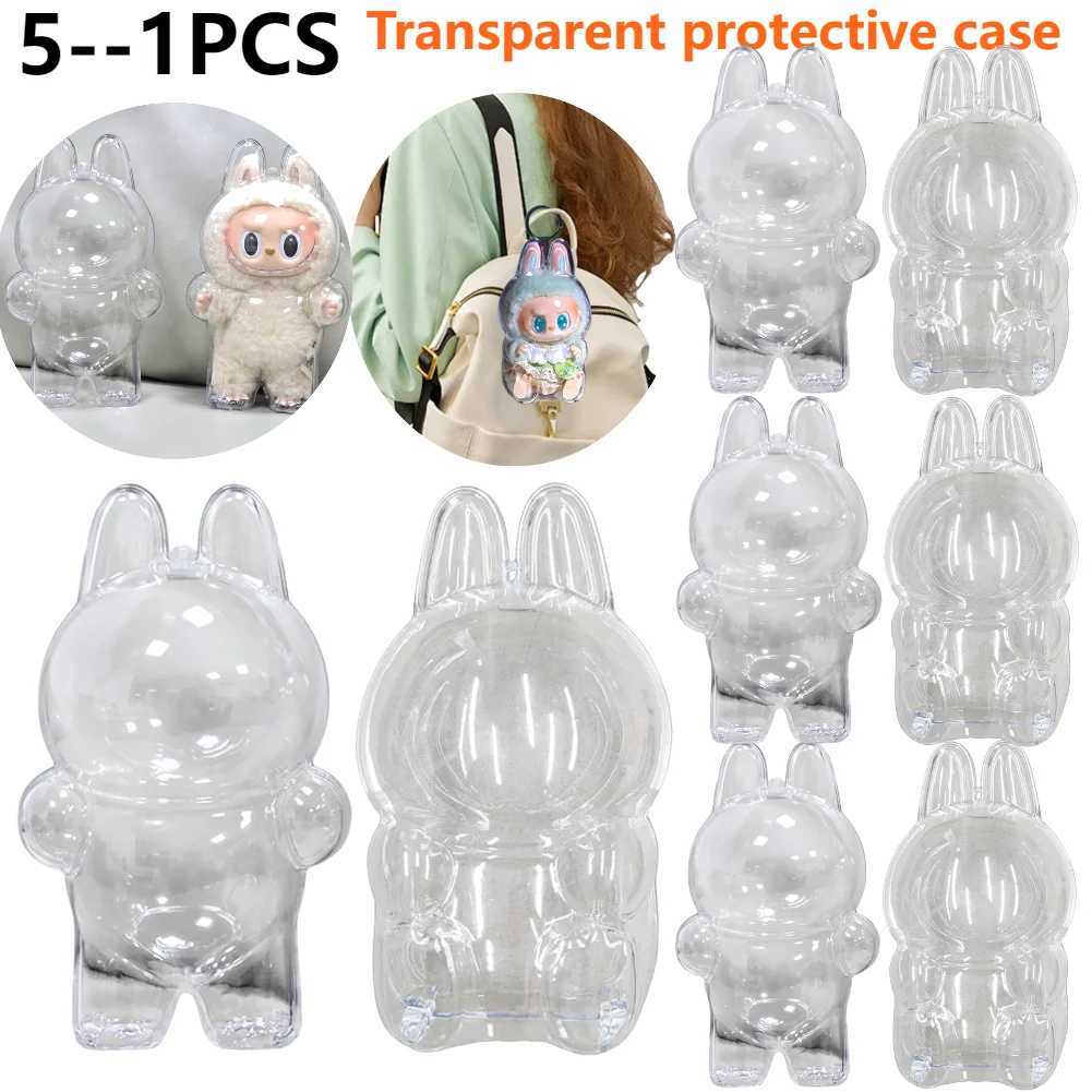 For Labubu Transparent Protective 1-5PC Monster Toy Case Storage Box Cute Elf Plushie Display Cover for Doll Gift Free shipping