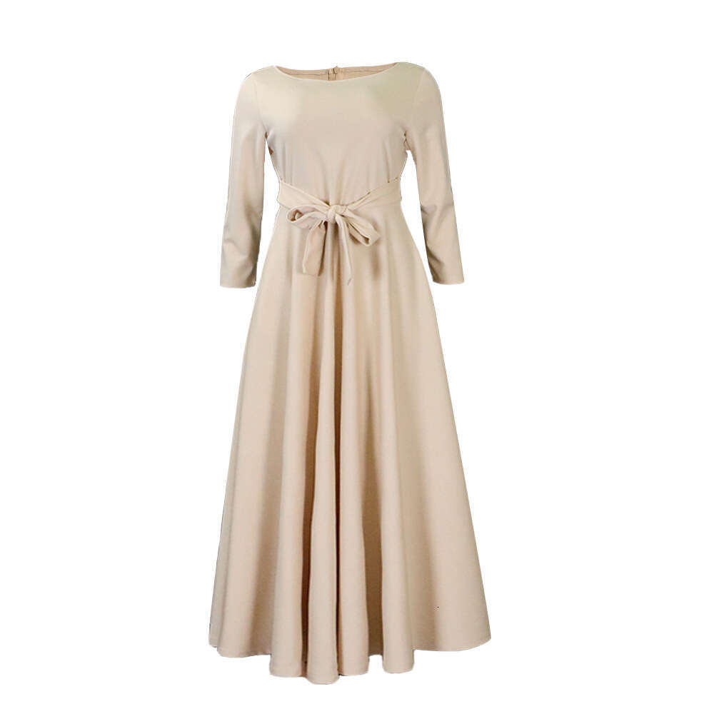 White Dress Maxi Dress D3171 Women's 2024 Spring/Summer New Fashionable Style Lace Up Large Size Long Dress KQ