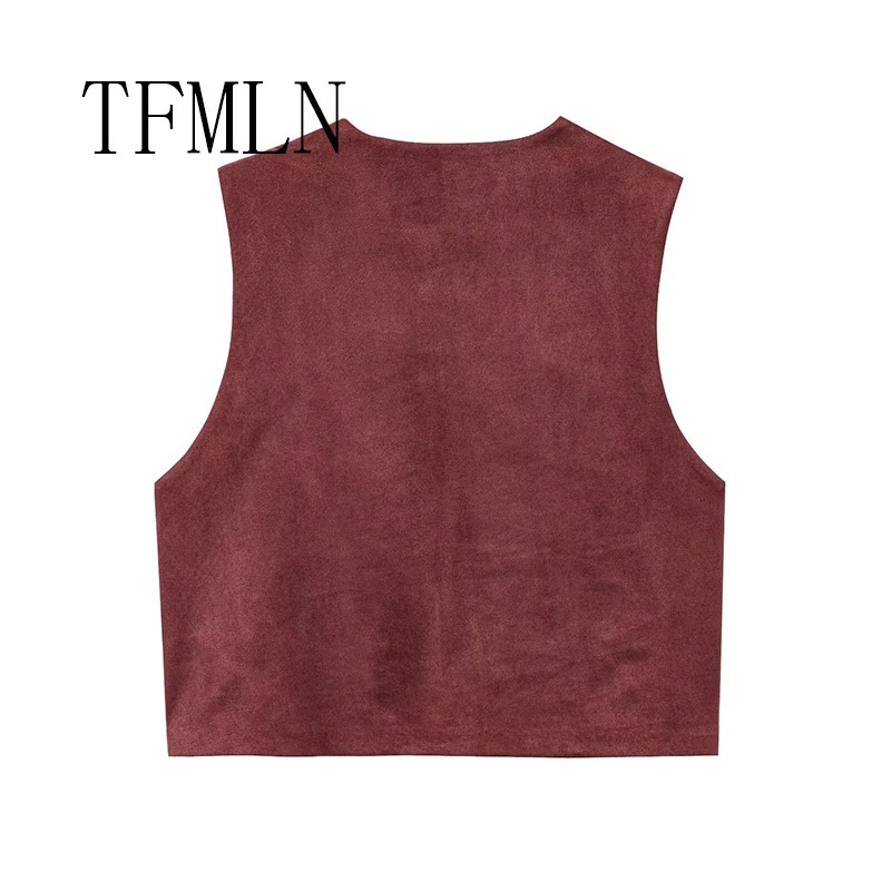 TFMLN Women Fashion y Vest Tops Casual Sleeveless Waistcoat Female Spring Chic High Street Outwear 250515