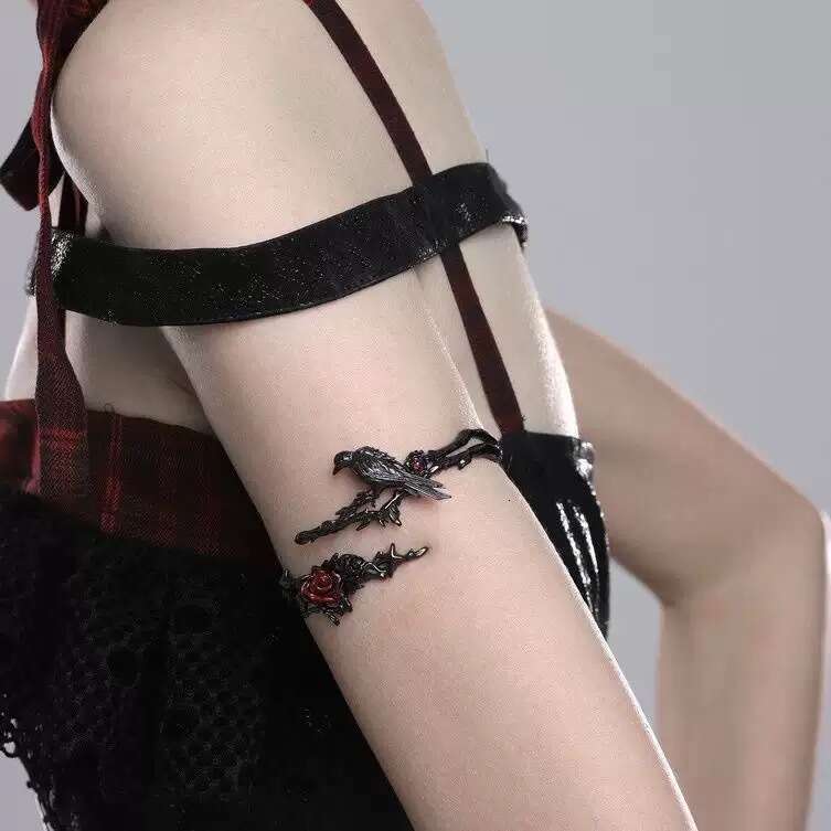 Thorn Series Bracelet Arm Ring Adjustable Sweet Cool Dark Spicy Girl Crow Red Rose Jewelry