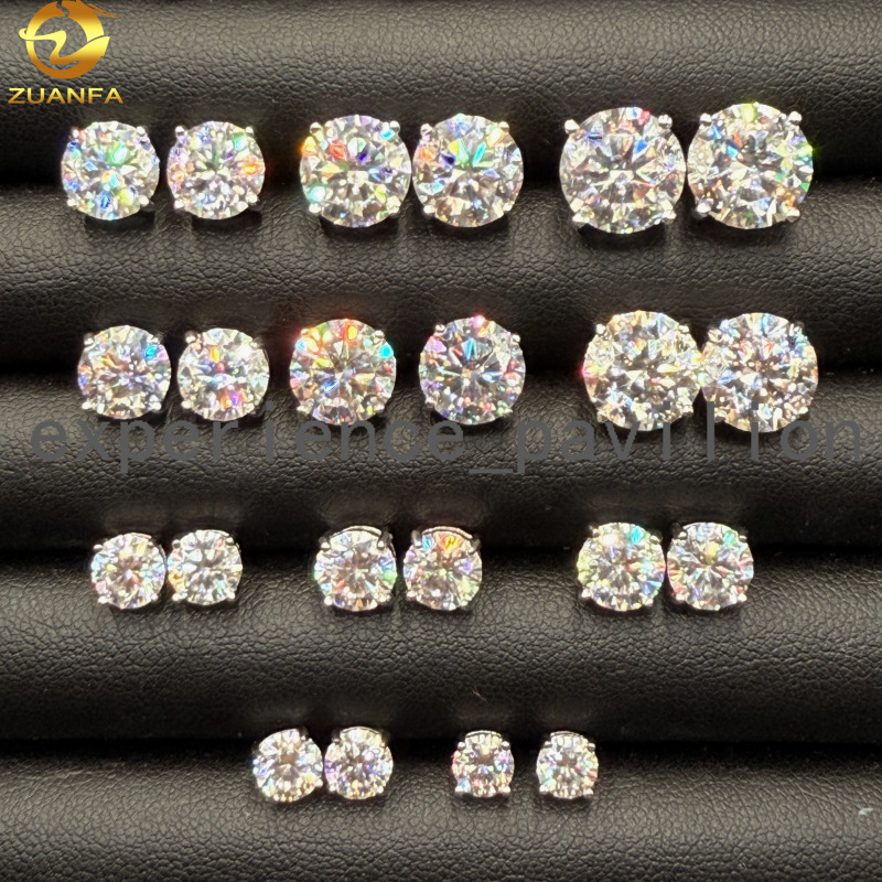 Luxury Affordable Price Screw Back VVS Moissanite Hip Hop S925 Silver 10K 14K Gold Diamond Round Solitaire Stud Earrings
