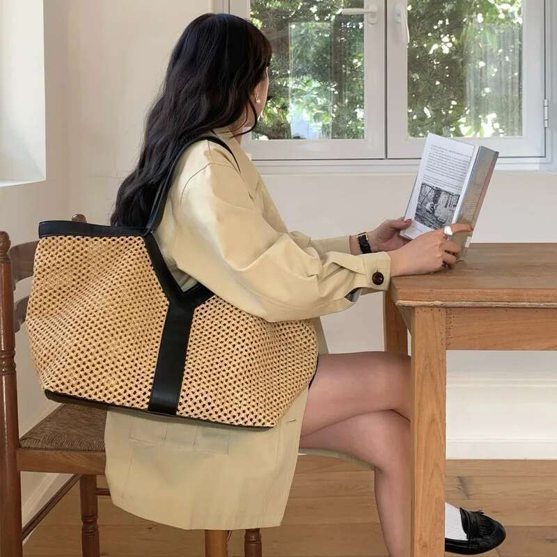 Y Design Woven Tote New Stylish Spacious Beach For Women Large Capacity Brand Shoulder Hand Holiday Shopping Bag