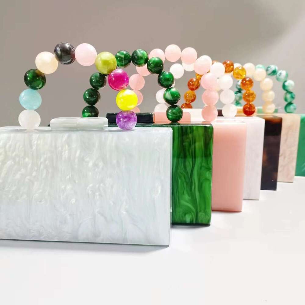 Fashionable And Generous Women's New Pearl Acrylic Dinner Beaded Wrist Handheld Wedding Dress Bag