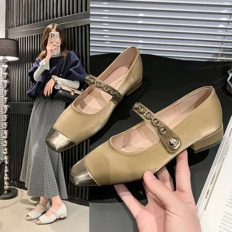 Spring Shoes Closed Toe Sandals Buckle Strap Summer Heels Mary Jane Suit Female Beige Med 2025 Women's Girls Block Low Fashion