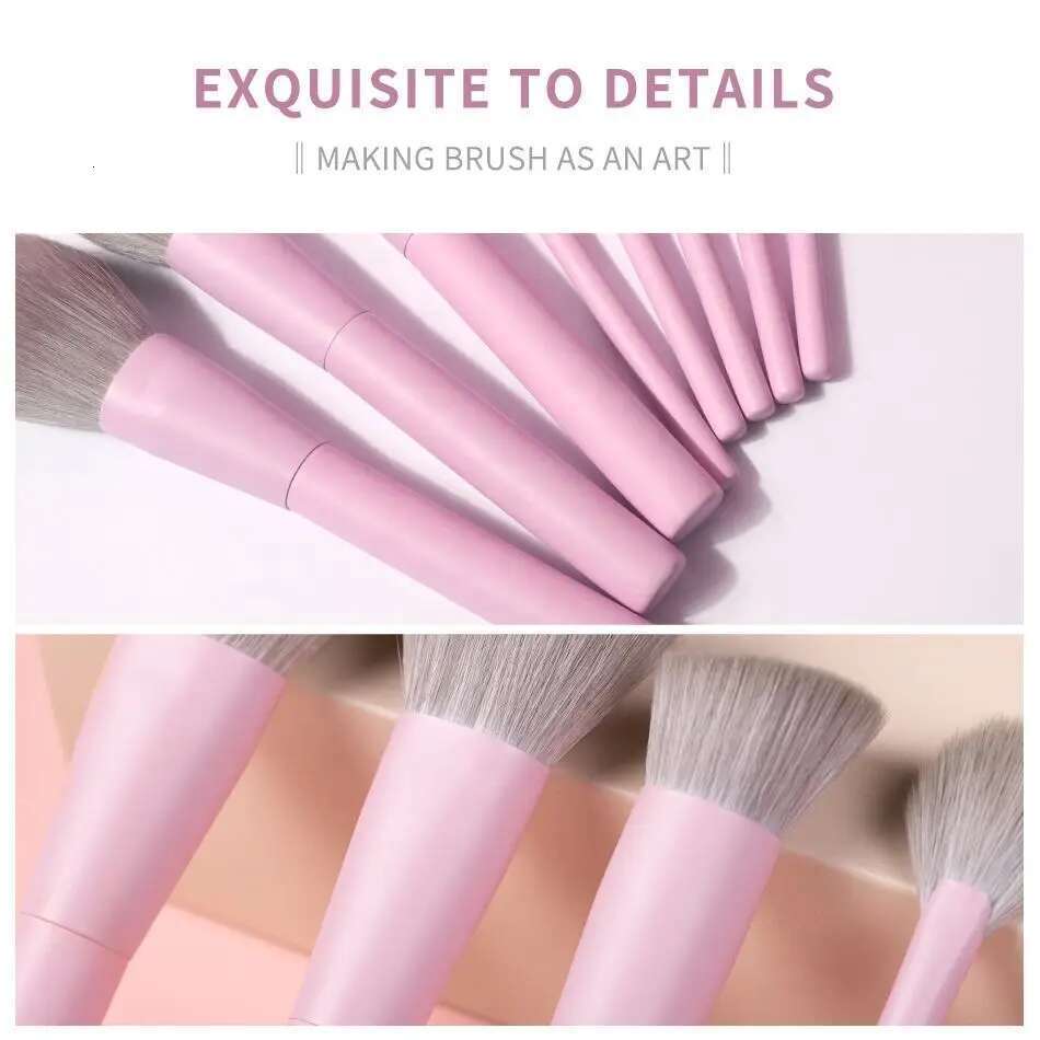 Pink Makeup Brush Set Private Label Wholesale Bulk Cosmetic Synthetic Hair Vegan Brushes Free Custom Beauty Tool 10Sets