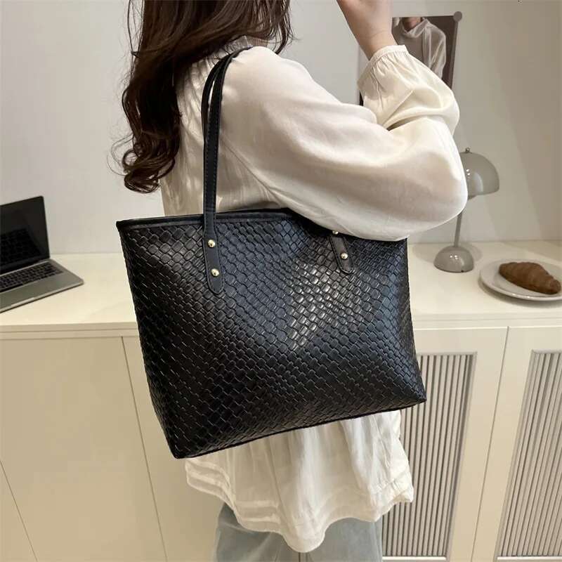 2025 New Woven-Texture Tote Bag Women, Large Capacity Work Shoulder Bag, Stylish Boho Crossbody Purse For Commute & Travel