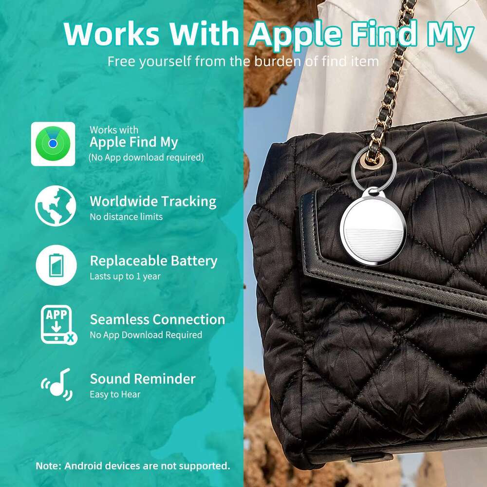 Key Finder Bluetooth Locator Lage Works with Apple Find My Smart Tracker for Suitcase