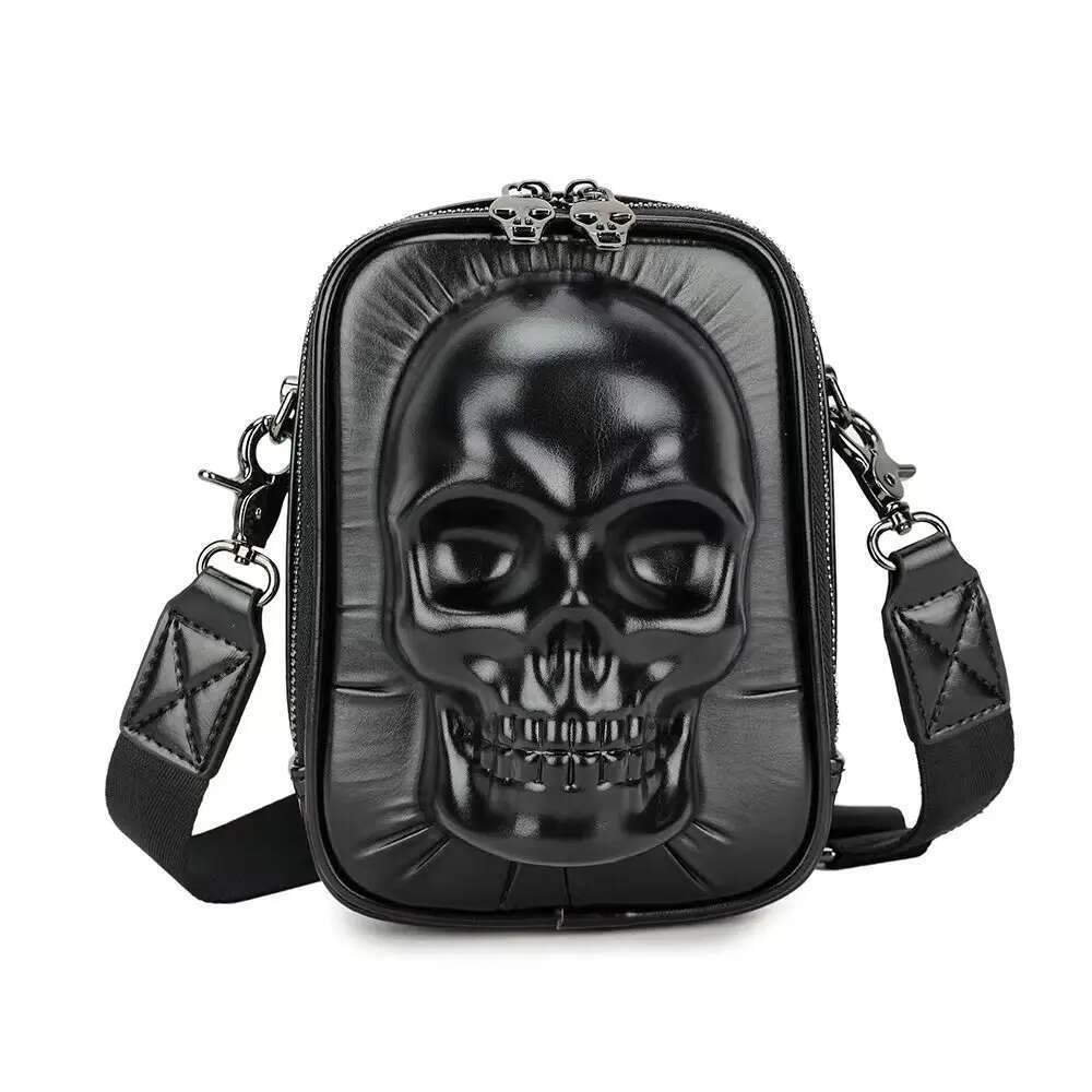 2024 Personalized Black Skull Skeleton Shaped Crossbody Handbag Sling Bag For Men