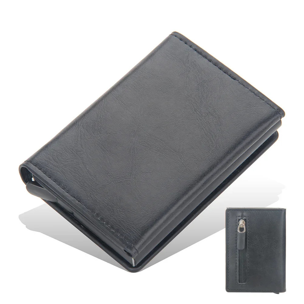 Magnetic RFID Blocking Credit Card Holder Men Wallets Anti Theft Aluminum Metal Pu Leather Small Pop Up Wallet Cardholder Case 250514