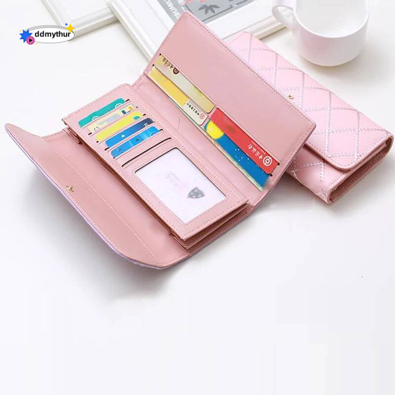 Women's PU Leather Long Wallet - Dia Pattern Clutch with Crown Buckle, Phone Bag & Card Holder, Fashion Ladies Purse ddmythur
