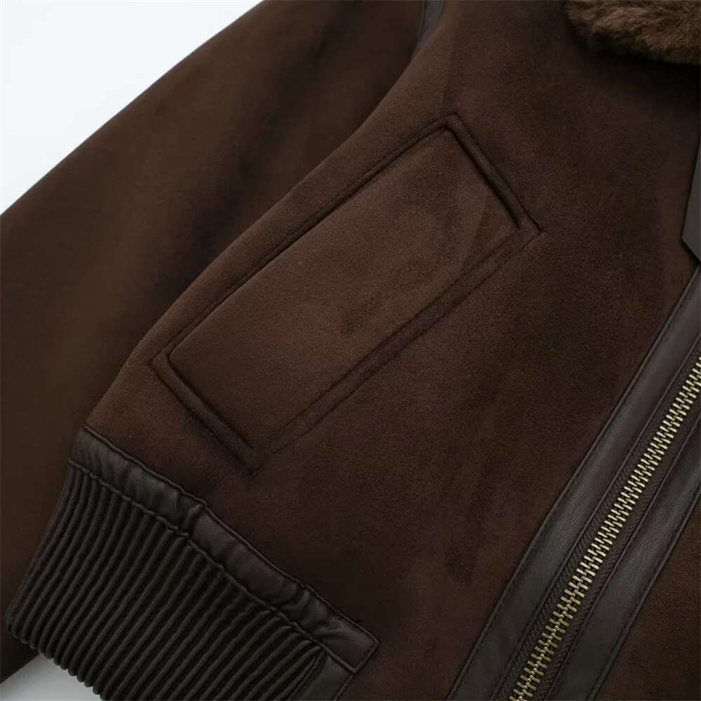Unizera2023 Autumn And Winter New Women's Casual Standing Neck Contrast Strap Decoration Loose Double Sided Jacket Coat