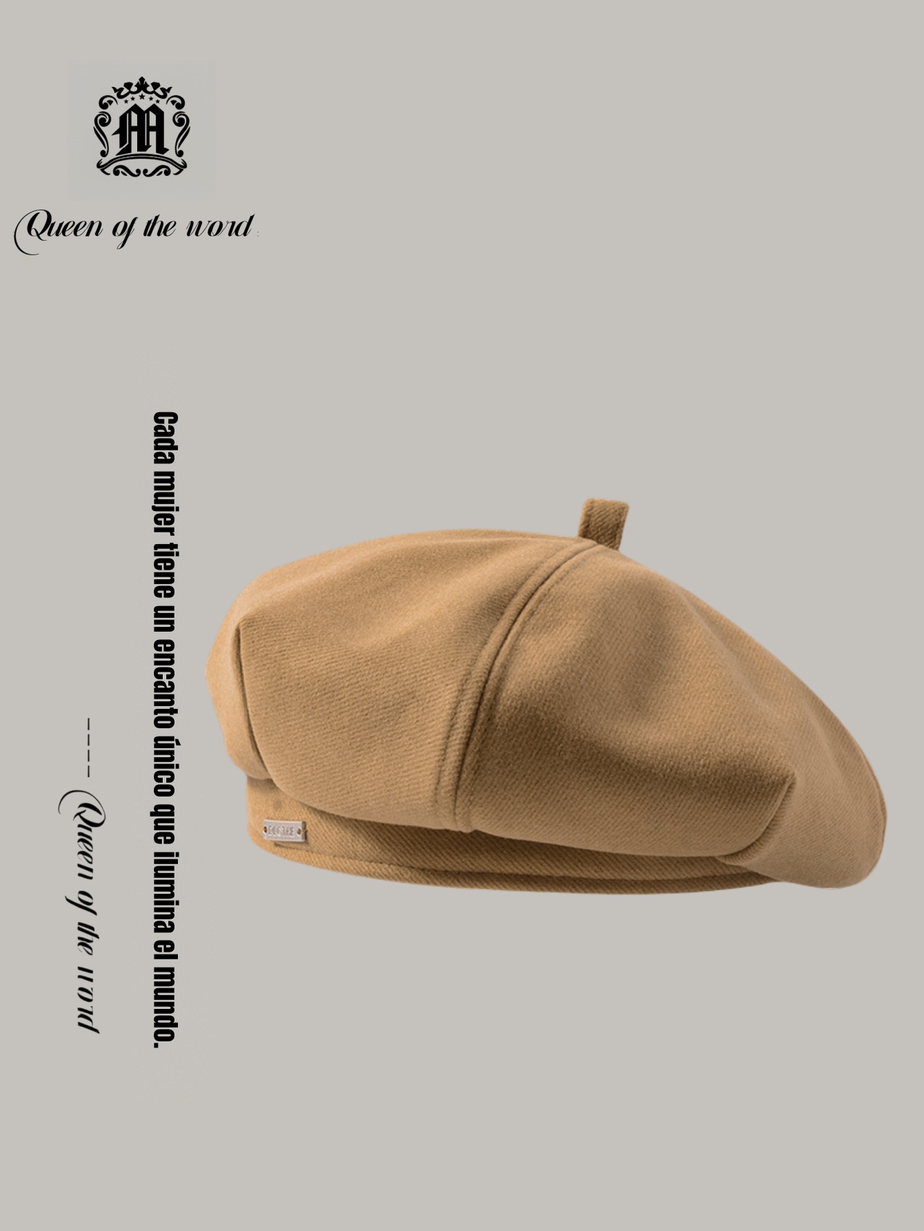 queen of the word 2 Beret women's spring and autumn black octagonal hat large head circumference round face retro painter hat