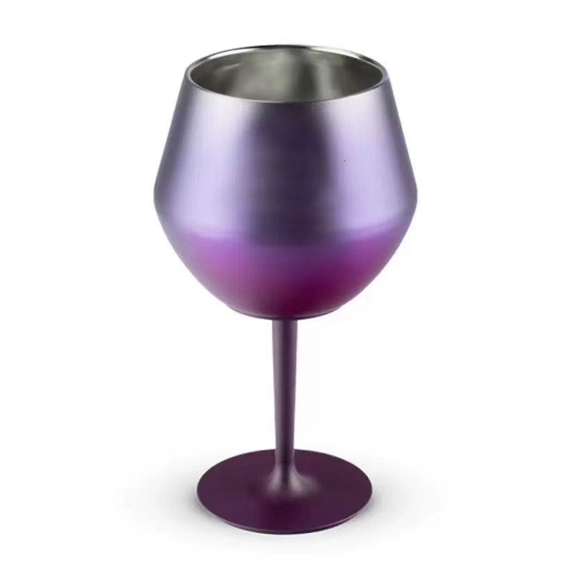 New 14oz Removable Tall Glass Bar Premium Red Wine Champagne Glass Double layer Stainless Steel Glass 250325