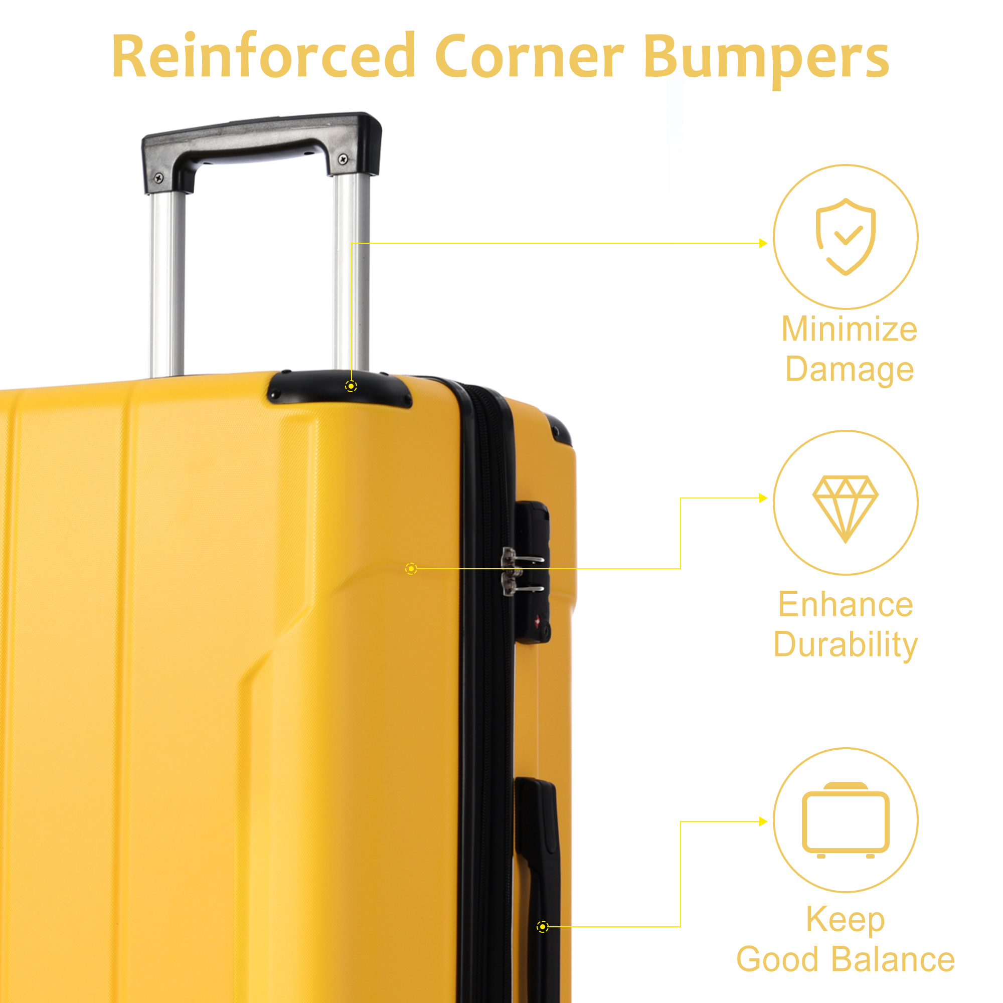 Luggage Sets 3 Piece, Expandable Hard shell ABS Suitcases with Double Spinner, Travel luggage Set with TSA Lock allows for wide luggage travel (20/24/