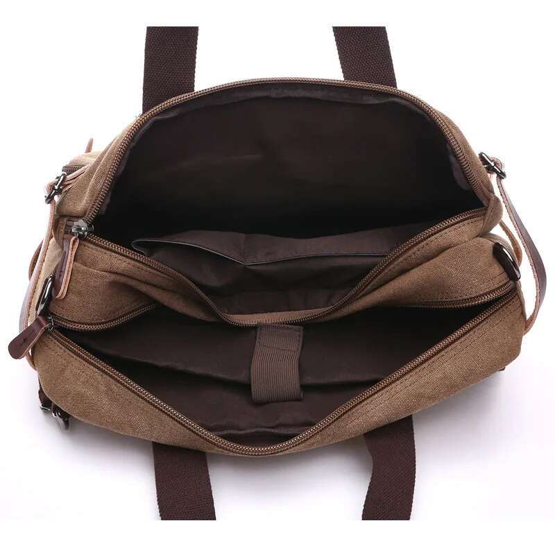 Casual Canvas Business Briefcase, Hand-Held Crossbody, Shoulder Three-Purpose Bag, Large Can Fit 17-Inch Computer Bag