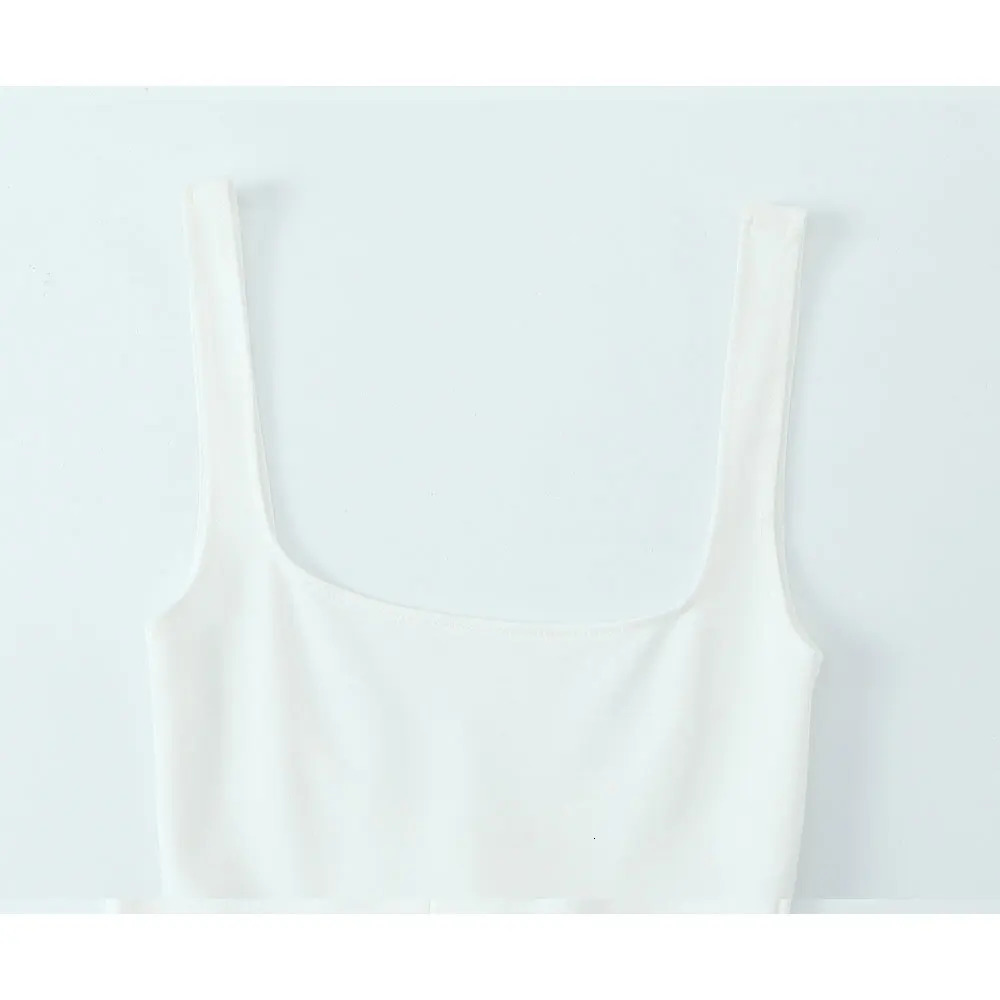 DUOPERI Women Fashion Summer White Ruffled Pleated Backless Tops Straps Square Collar Elegance Chic Lady Camisole 250515