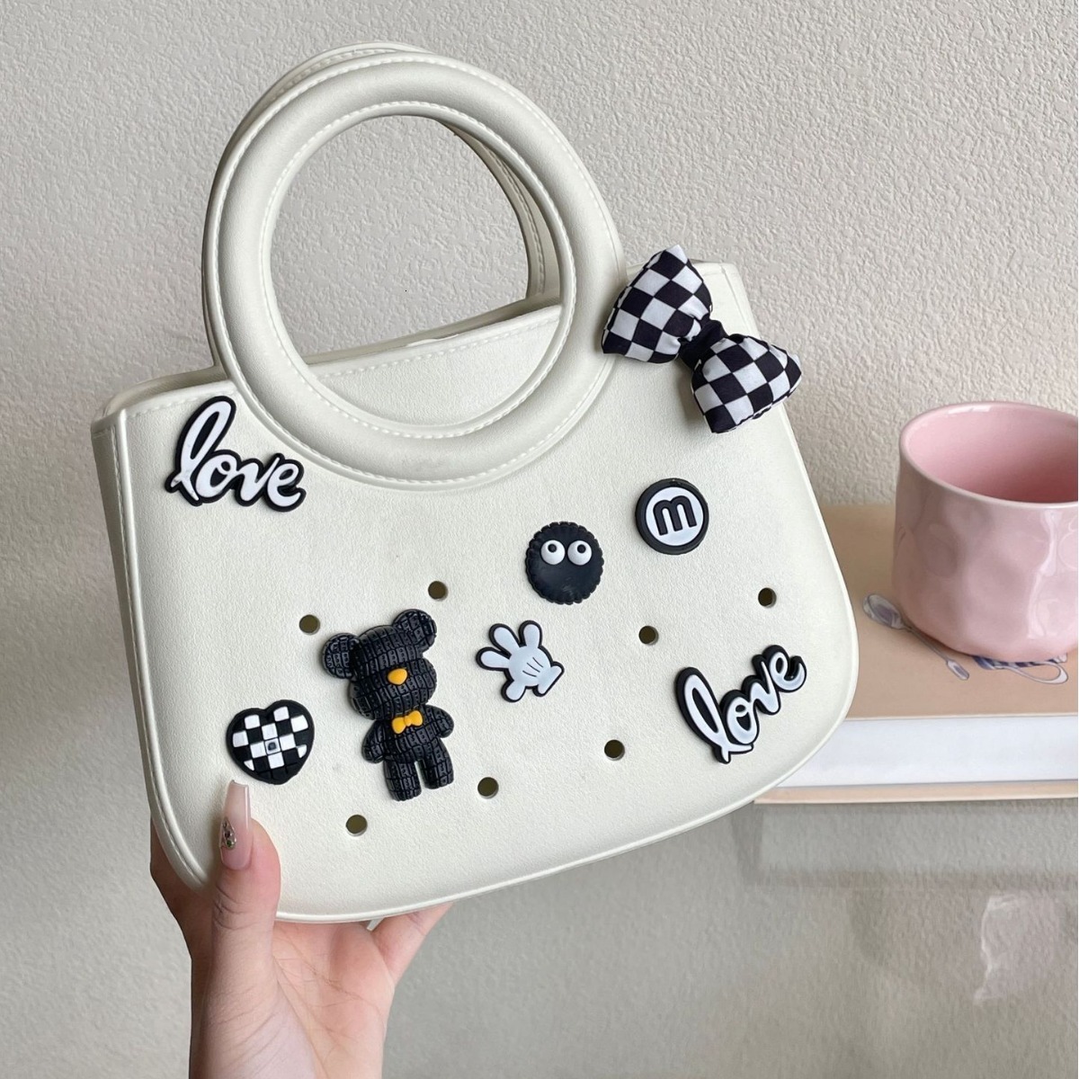 Bb003eva New Solid Color DIY Waterproof Storage Beach Bag Fashionable Hollow Travel Handbag Full