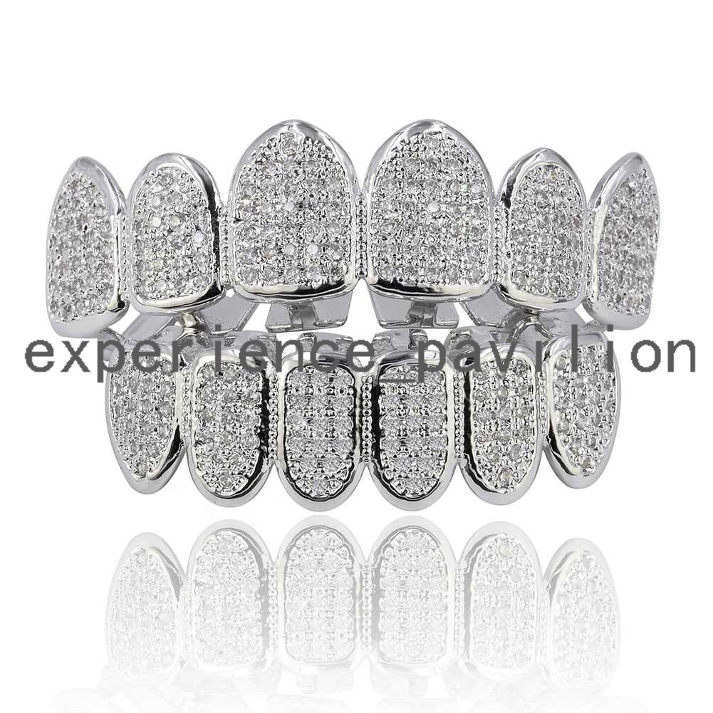Custom Body Jewelry Hip Hop Fang Grillz moissanite Teeth Vampire Fangs Gold Plated Teeth Grillz