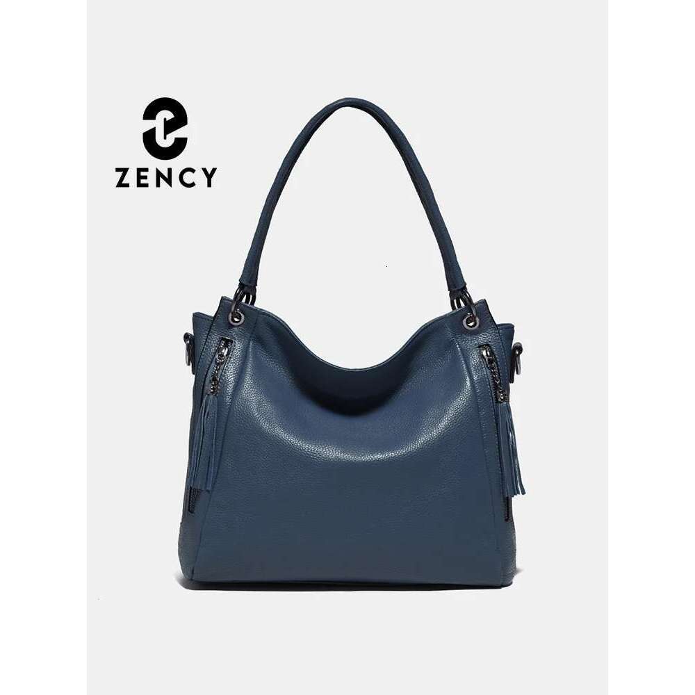Zency Genuine Hobo Handbag Women Large Capacity Shoulder Crossbody Designer Cow Leather Slouchy Bag Purse