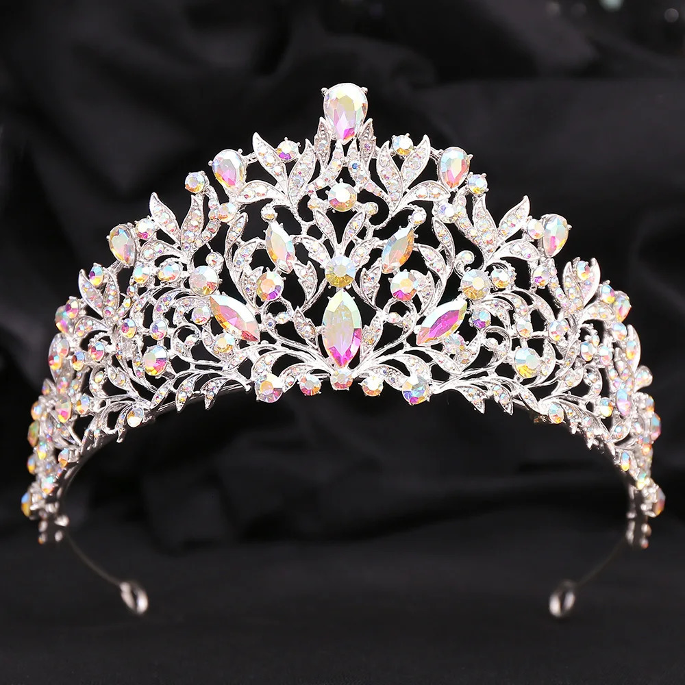 Elegant Wedding Women Hair Tiara Crystal Bridal Tiara Crown Diadem Veil Tiaras Wedding Hair Accessories Headpieces Head Jewelry 250509