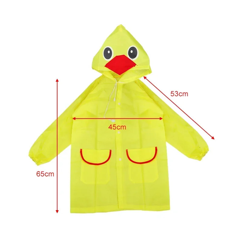 Cute Kids Raincoat Waterproof Children Duck Frog Rain Poncho Rain Coat Jacket With Backpack Position Student Rainwear 250515