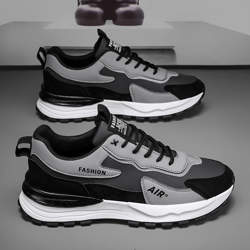 Brand Men's 2025 New Spring Leather Face Work Safety Running Sports Dad Shoes