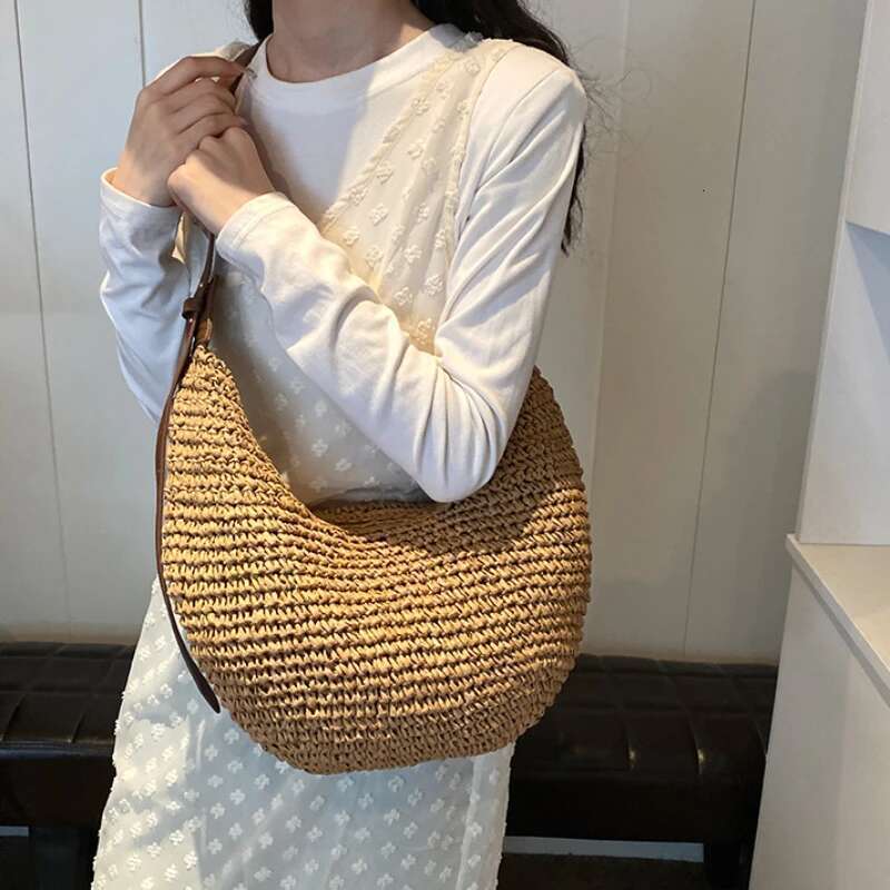 Forest Lazy Style Crossbody Bohemian Handmade Grass Bag Leisure Vacation Beach Women's Woven Dumpling Bun