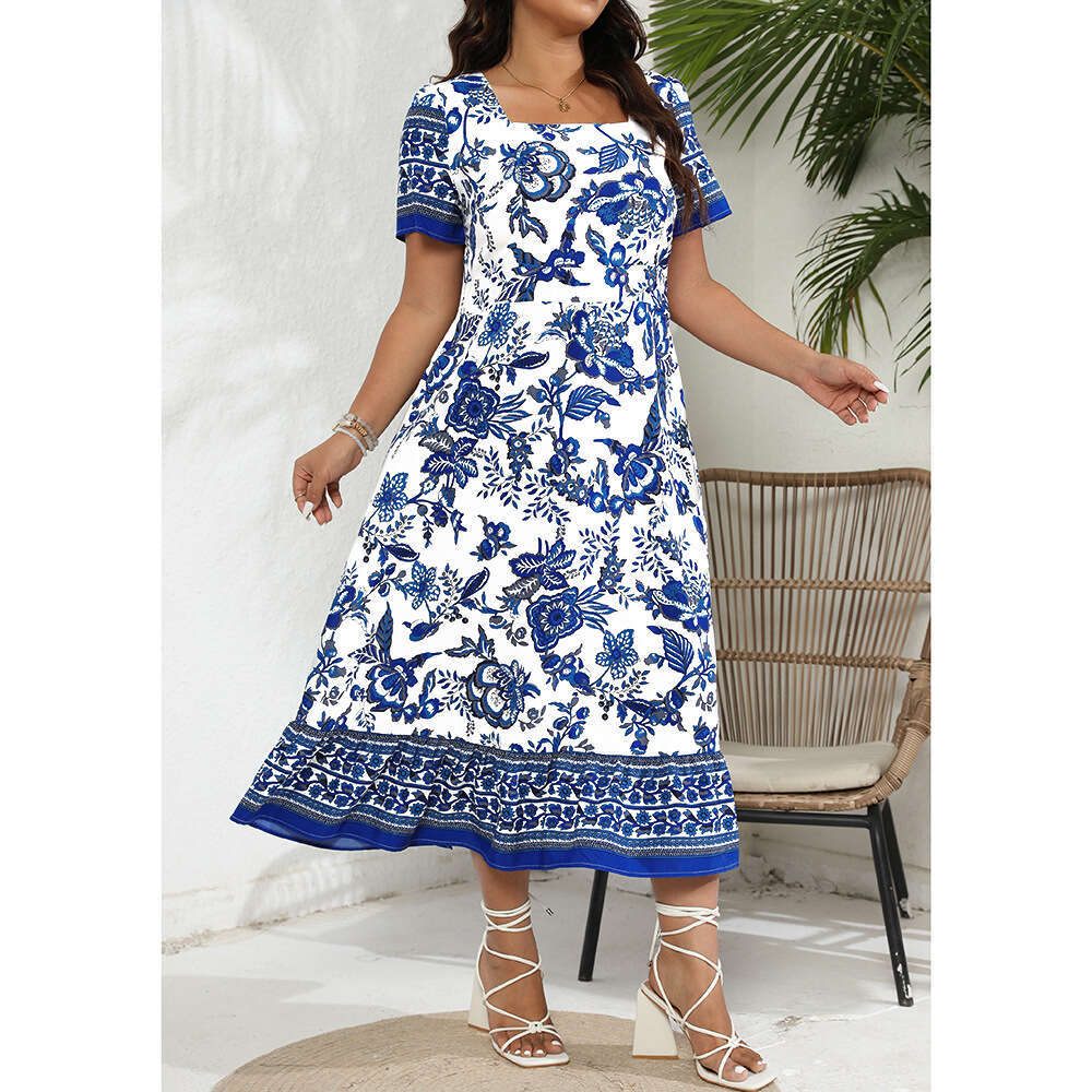 Plus Size Partydress Tender Vestidos De Noche Robe De Designer Womens Dresses Buttock Womandress Vestidos Elegantes Ethnic Style Positioning Blue Whit