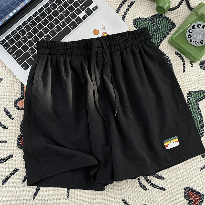 Summer Mens Fashion Thin Solid Color Loose Ice Breathable Beach Pants Comfortable Vacation Sports Casual Daily Five Shorts 250515