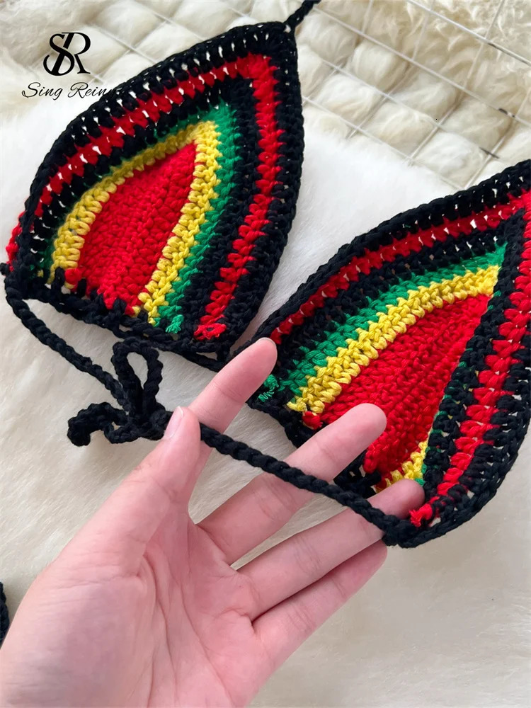SINGREINY Tassel Knitted Beach Sets Women Mini CamisLong Sheath Skirt Set Fashion Ladies Hollow Out Vacation Styles Sexy Suits 250515