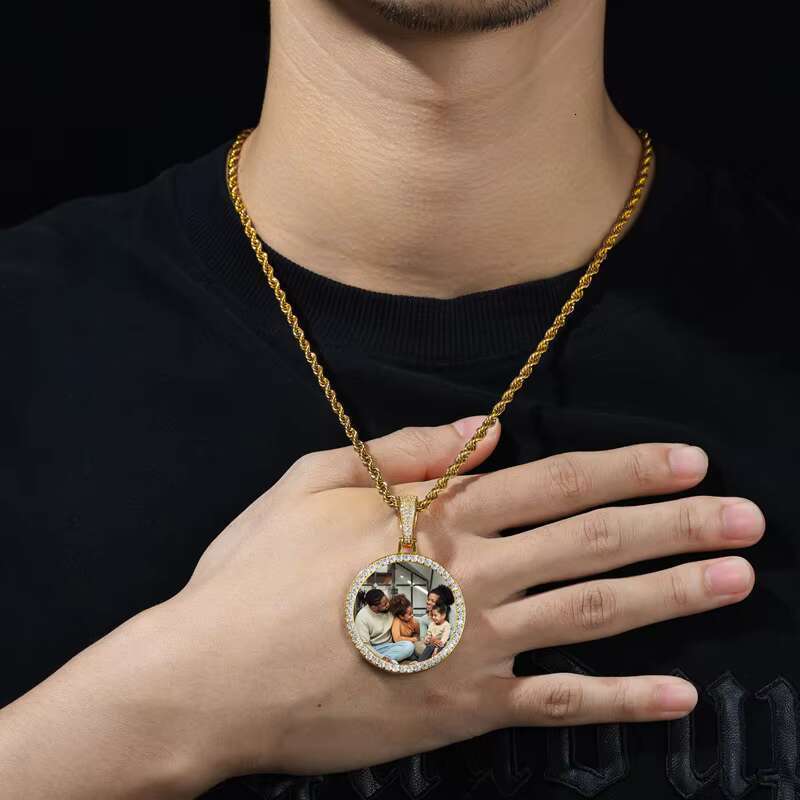Photo carving sier pyroxene pendant necklace gold-plated or personalized men's and women's jewelry gifts