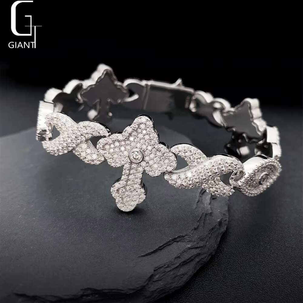 Sier VVS Moissanite Dia Bracelet New Arrival Hip Hop Style Jewelry Custom Iced Out Cross Infinity Cuban Link Chain