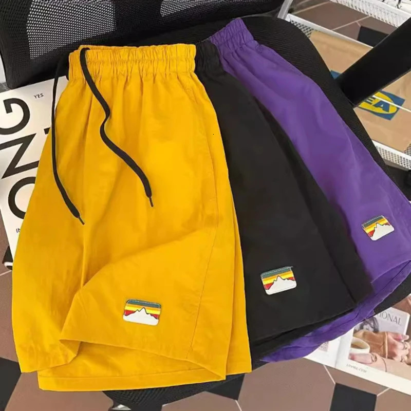 Summer Mens Fashion Thin Solid Color Loose Ice Breathable Beach Pants Comfortable Vacation Sports Casual Daily Five Shorts 250515