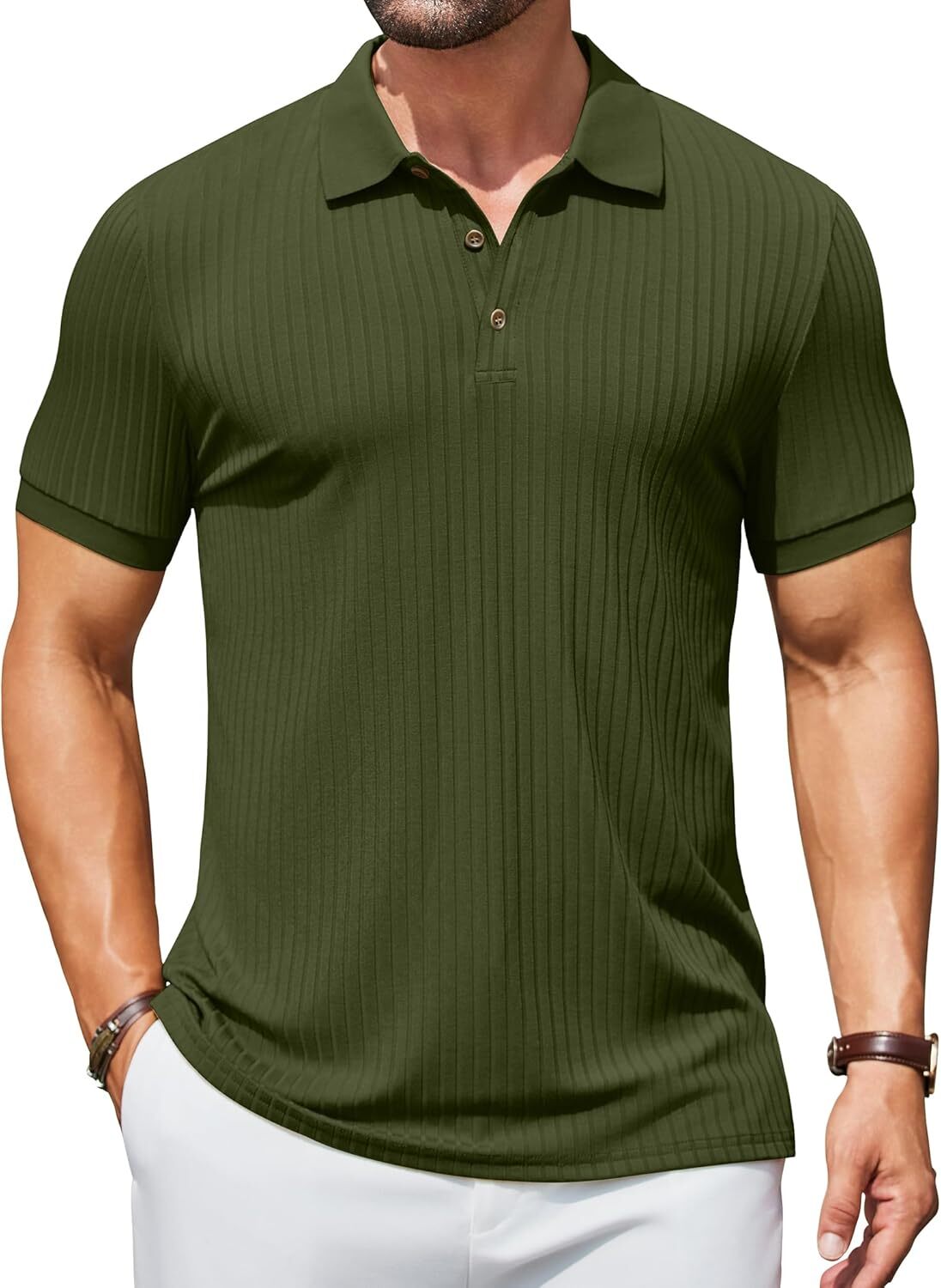 Mens Polo shirt Men's Textured Polo Shirts Short Sleeve Slim Fit Casual Button Polo T-Shirt Summer Collared Golf Shirt Polos shirts tshirt Casual