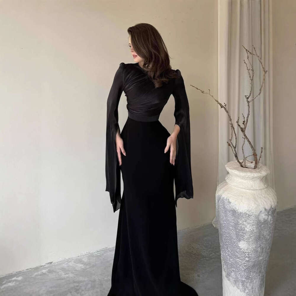 White Dress Maxi Dress 2025 Autumn Round Neck Bat Sleeve Dress, Slim Fit, Light Luxury, Sexy Dress For Women KQ