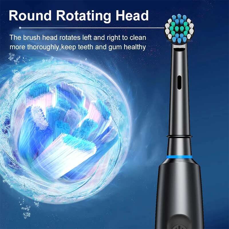 Rotary Rechargeable Toothbrush for Adults Rotating Electric Toothbrushes with 8 Soft Brush Heads