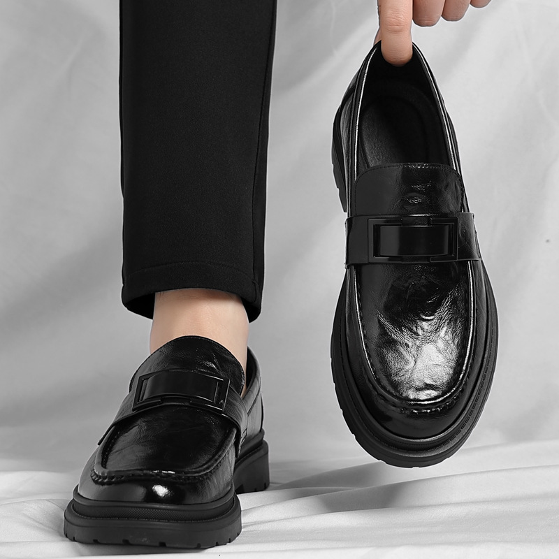 Men Business Casual Slip-On Leather Shoes Casual British Style Loafers Man Fashion Party Dress Shoes Comfy Driving Shoes 240904