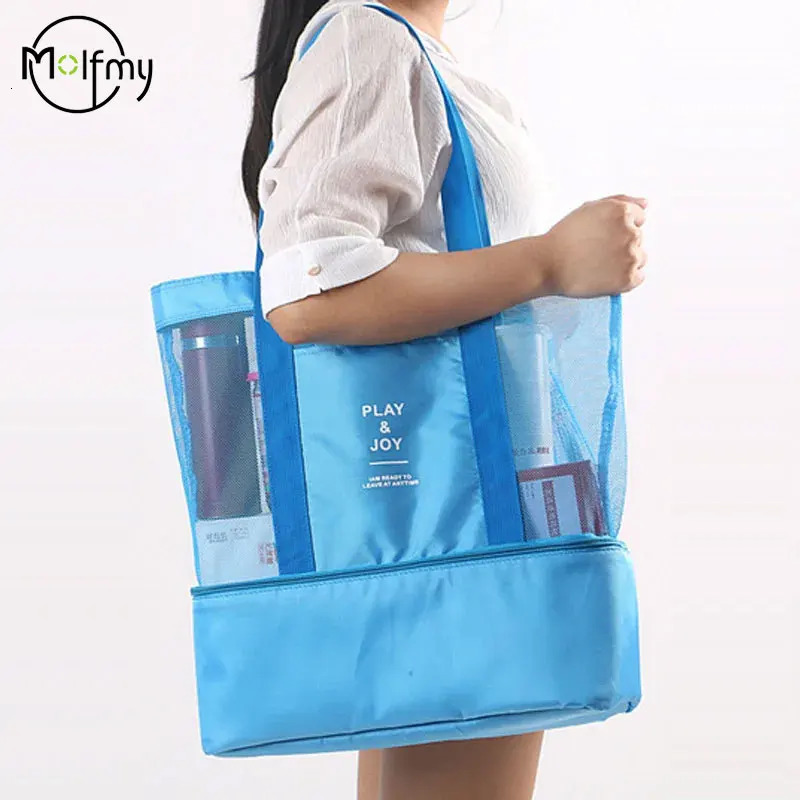 Custom Outdoor Picnic Beach Bag High-capacity Net Transparent Bag Double Insulation Tote Bag Office Lunch Snack Picnic Bags 250515