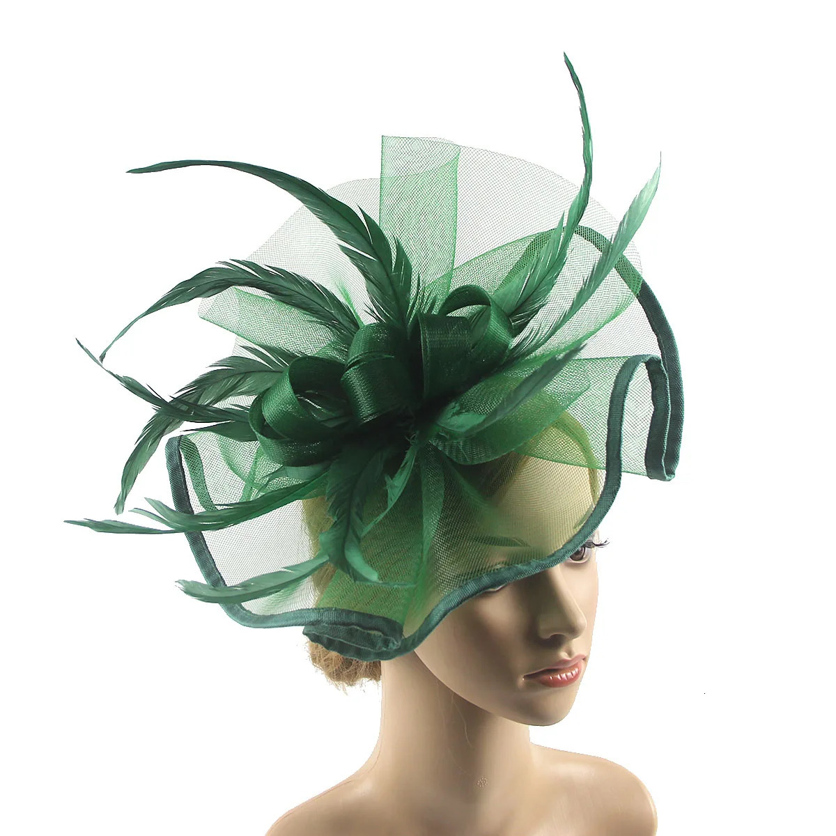 Lady Fascinators Flower Headband with Hair Clip Pillbox Hat Cocktail Tea Party Headwear with Veil and Feather for Women 250514