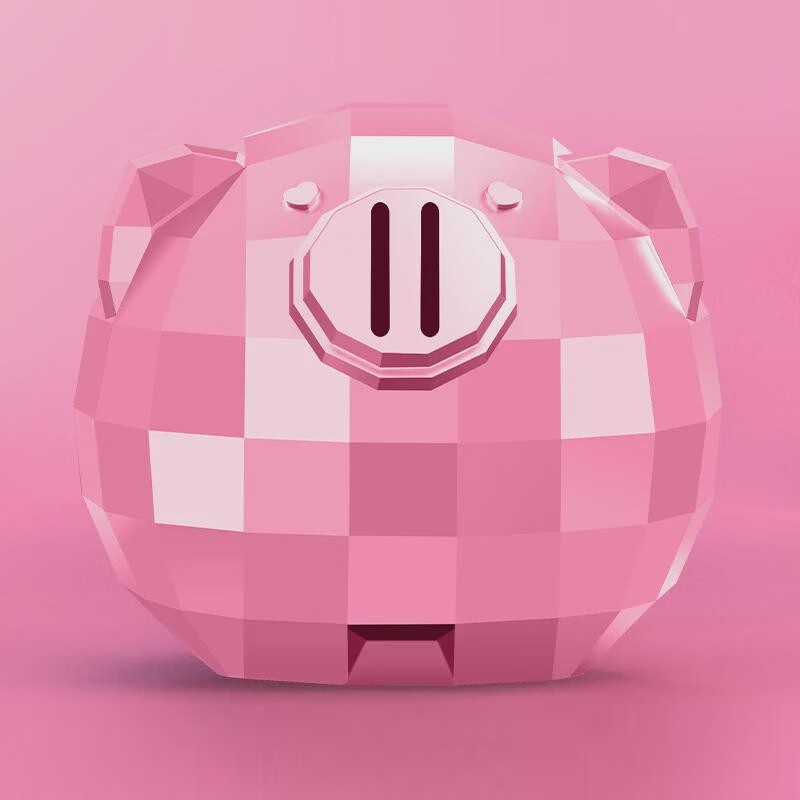 Pink geometric pig ornament piggy bank
