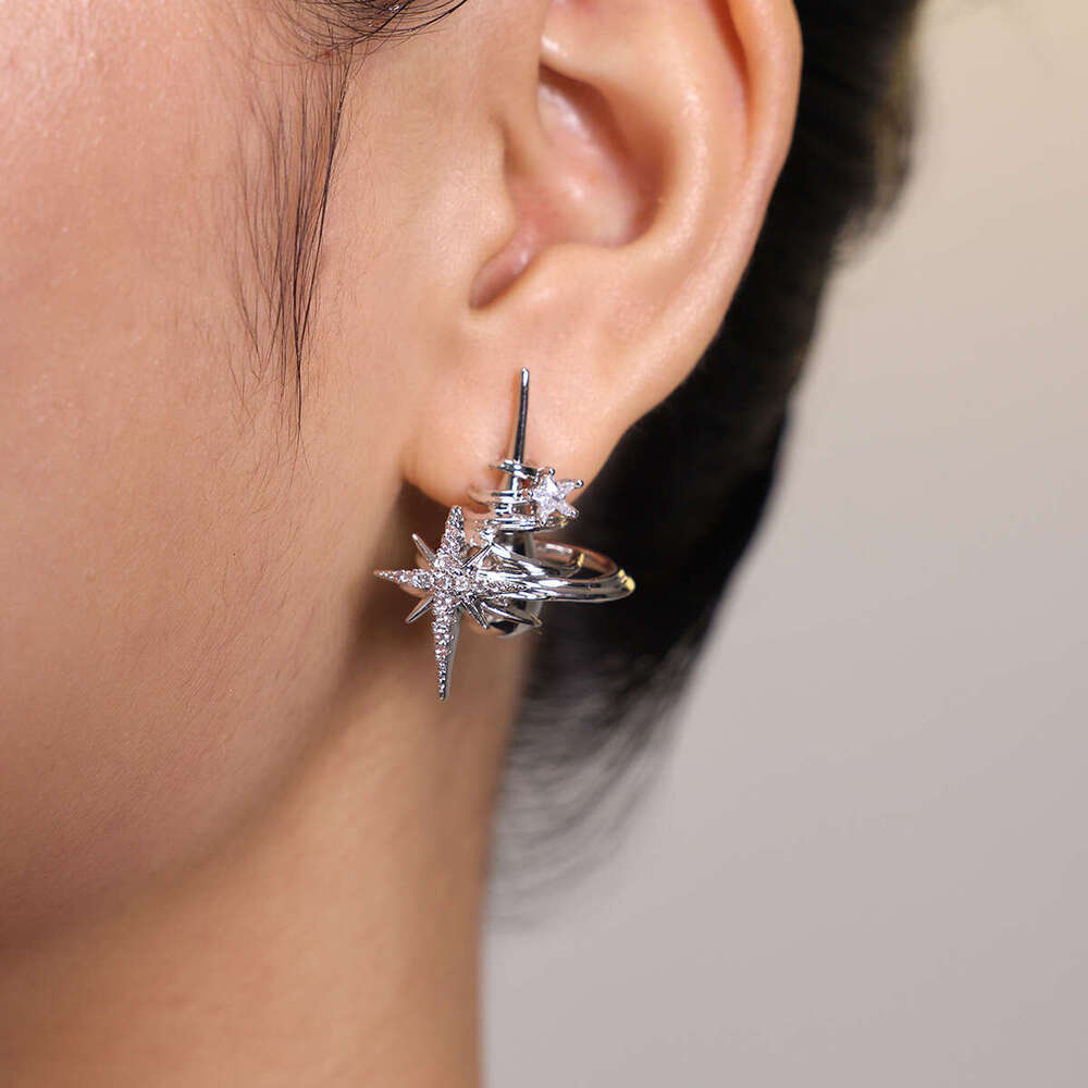 Boonee alus Heavy Industry's niche design, starry sky, three-dimensional star orbit surround earrings, women's unique earrings