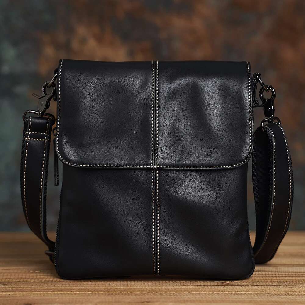 NASVA Leather Men's Shoulder Fashion Casual Messenger Bag School Retro Crossbody Bags For 9.7 Inch Ipad