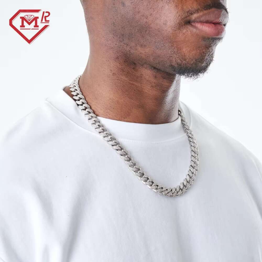 Hip hop Iced 2 Rows VVS12 Millimeter Sier Silica Cuban Chain
