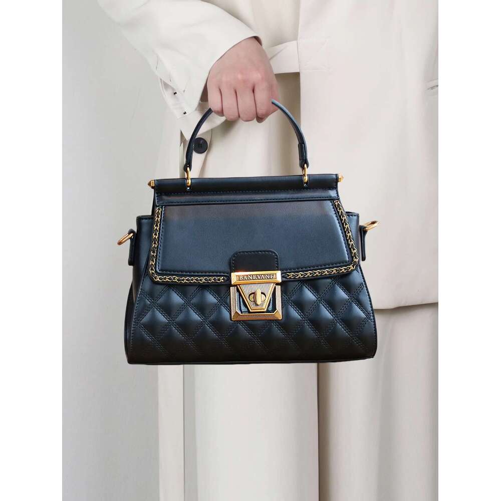 2025 New Niche Design Dia Handbag Fashion Chain Bag Retro Purple Ostrich Pattern Shoulder Slung Large Capacity Commut