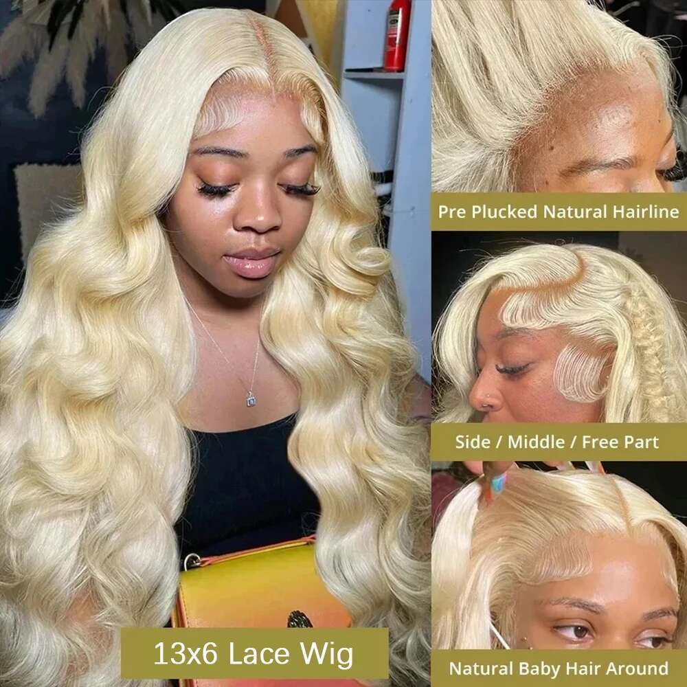 Blonde Body Wave Lace Front Wig HD Transparent 13X4 13X6 Human Hair 613 Pre Plucked Full Frontal Wigs 200% 40 46 Inch